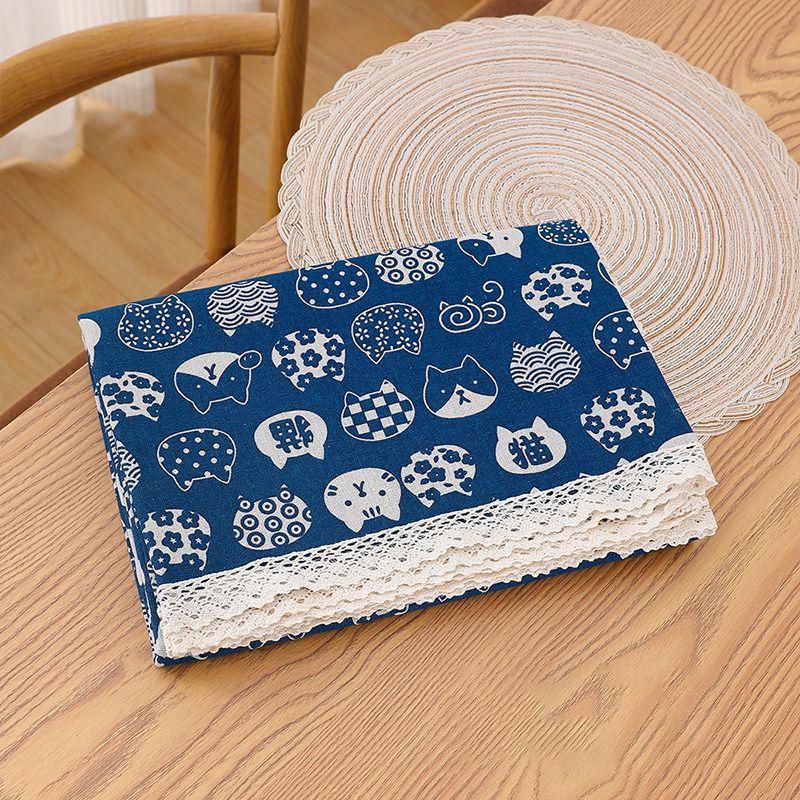 Cotton and Linen Tablecloth Fabric Net Red Girl Heart Plaid Desk Mat Rectangular Small Fresh Coffee Table Mat Table Cloth