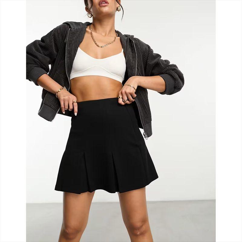 

Foreign Trade Original Order Aso * S Pure Color Dense Fall and Winter Fabric High Waist Crimp Twill Mini Pleated Skirt JK Preppy Style Black 10