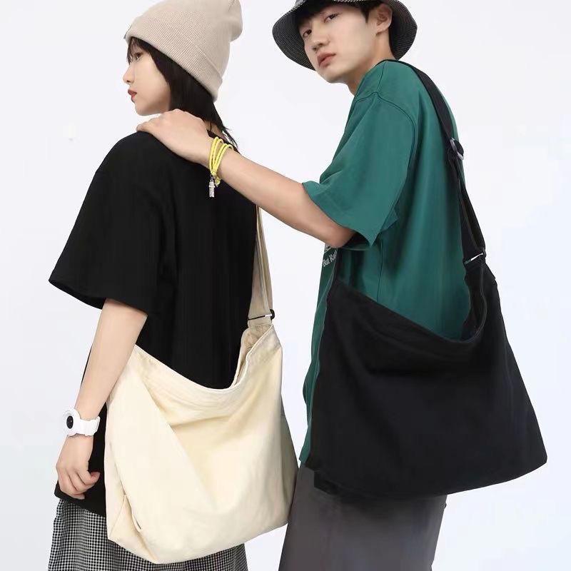 Japanese Style Canvas Messenger Bag - Unisex, Large Capacity, Crossbody/Shoulder Design