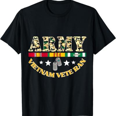 Vintage Weteran Wietnamu Armia Tata Męska Odzież Koszulka