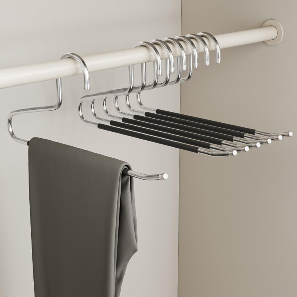5pcs Non Slip Pants Hangers Space-Saving Necktie & Shawl Organizer for Hanging Shirts T-Shirts Blouses