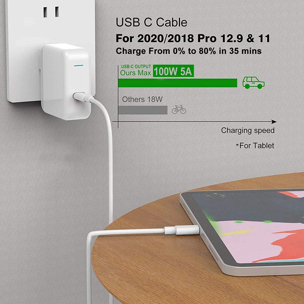 USB C 60W 100w PD Cable USB C To USB C for MacBook Air, Mac Book Pro, Type C Cord for New iPad Pro 12.9/11, Air 4/5, Mini 6