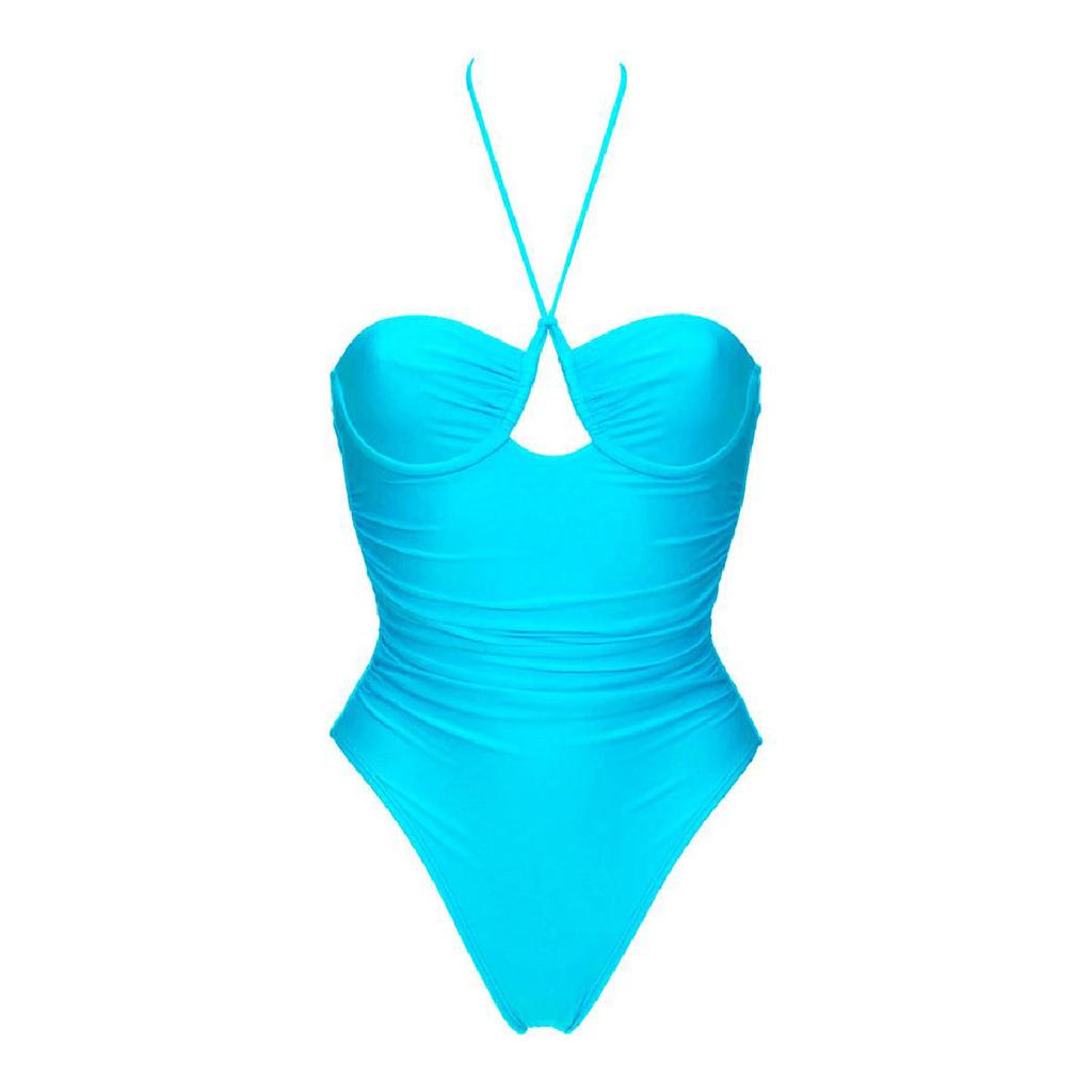 Vintage One Piece Swimsuit Women Swimwear Solid Monokini Retro Bodysuit Beach Wear Black Blue Bath Suit Striped Maillot De Bain