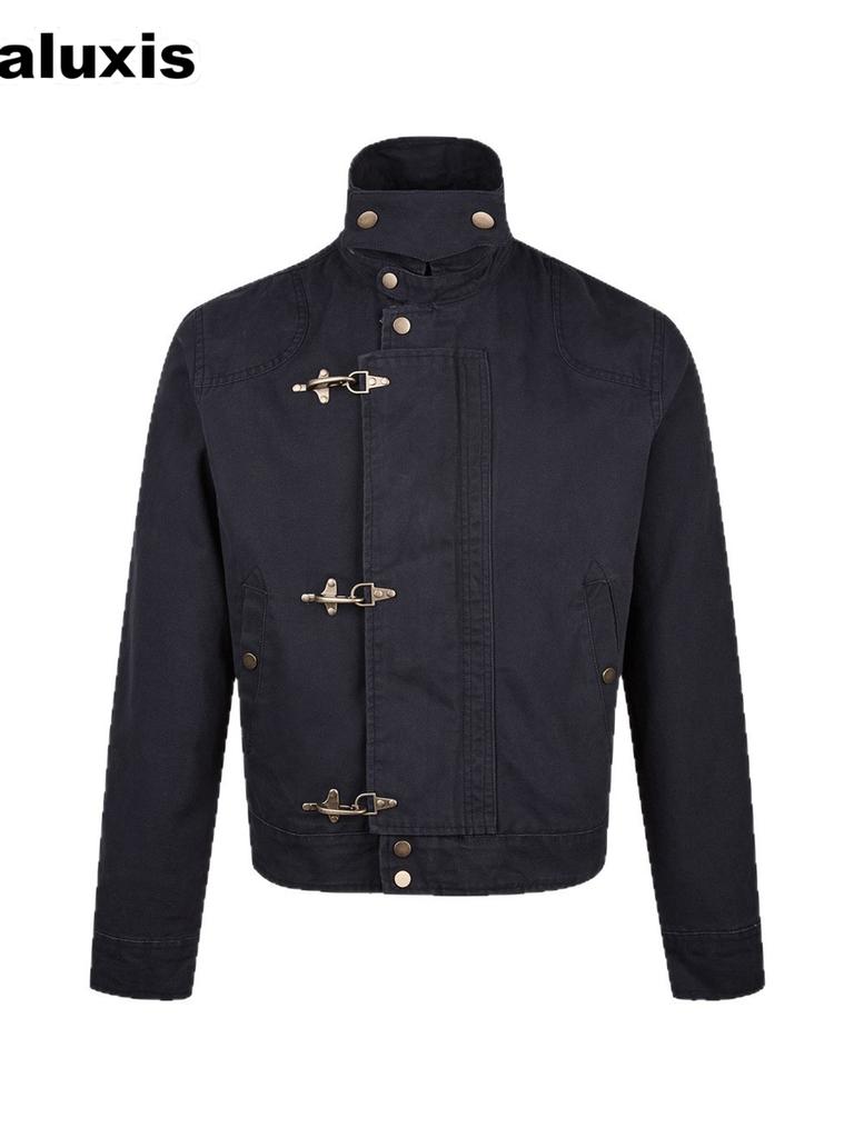 Vintage Distressed Flight Jacket with Button-Down Collar for Women, Autumn Winter New Style Slouchy High-End Couple Workwear Coat Trendy