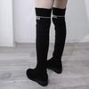 Mode 2024 Neue Schwarze Damen-Sockenstiefel Damen Winter Absatzschuhe Über dem Knie Oberschenkelhohe Stiefel Weiblich Frau Outdoor-Stiefel