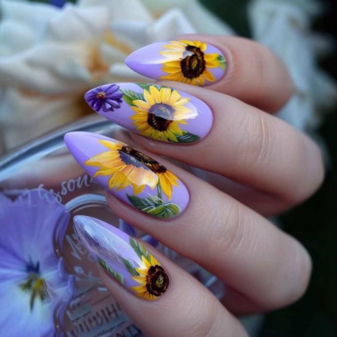 Spring Summer Sunflower Wearable Nail Art Tips - Detachable False Nails