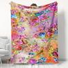 1pc of Comfortable and Colorful Floral Flannel Blanket, 100% Polyester Fiber with High-definition Digital Printing, Suitable for All Seasons, Cooling