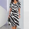 Vintage Women's Dresses Striped Printed Elegant Casual Short Sleeve Dresses 2023 Fashion Oversized Women's Dresses Y2k