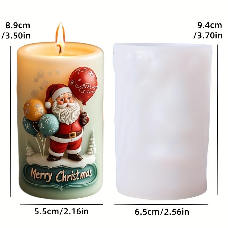 Santa Claus Carrying Gift Relief Cylindrical Candle Silicone Mold Smile Santa Claus Snowflake Gift Bag Molds Christmas Gift