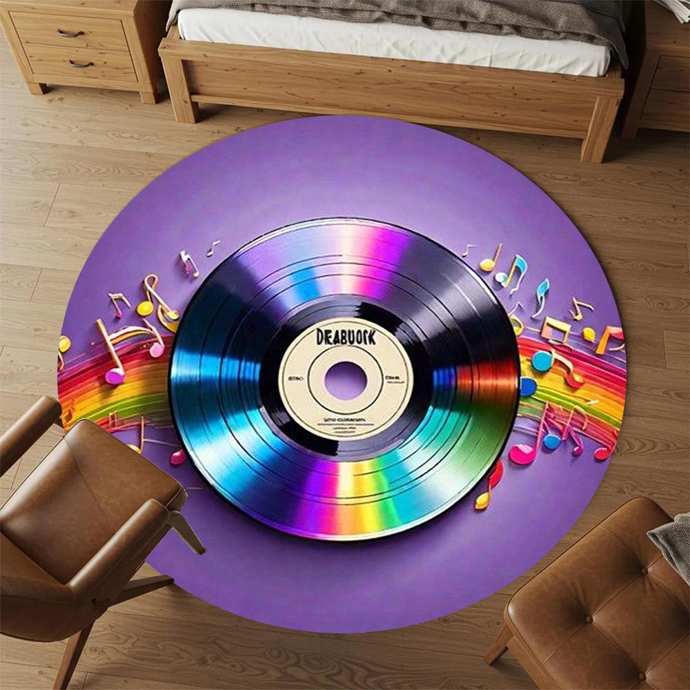 1PC music vinyl Office Round Area Rug, Under Office Chairs Bedroom Living Room Home Decor,Carpet for Office, -1110261