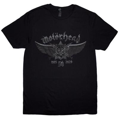 T-shirt unisex dei Motorhead: Distintivo 50 Anni Ali (Nero) (Grande)