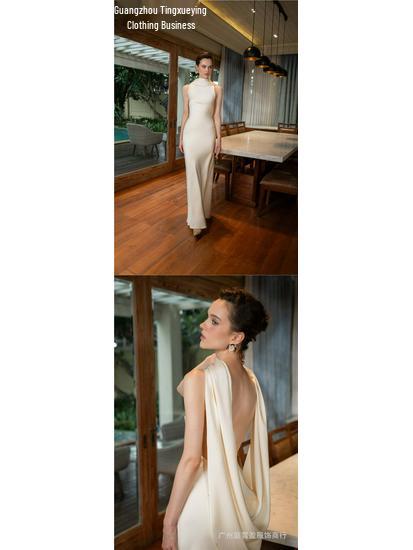 Elegant Summer Satin Evening Gown - Sexy European & American French Style Long Dress for Women