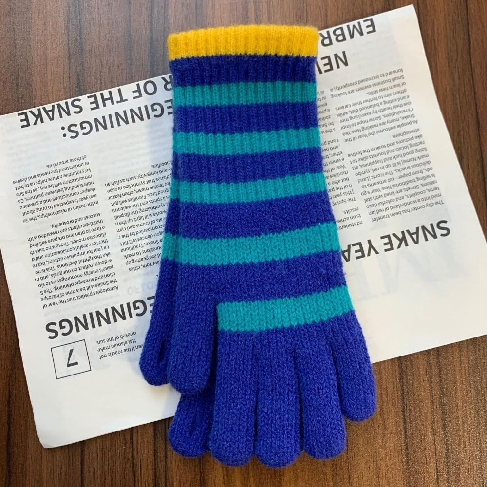 1 Pair Touchable Screen Striped Knitted Gloves Winter Women's Gloves Autumn Winter Season