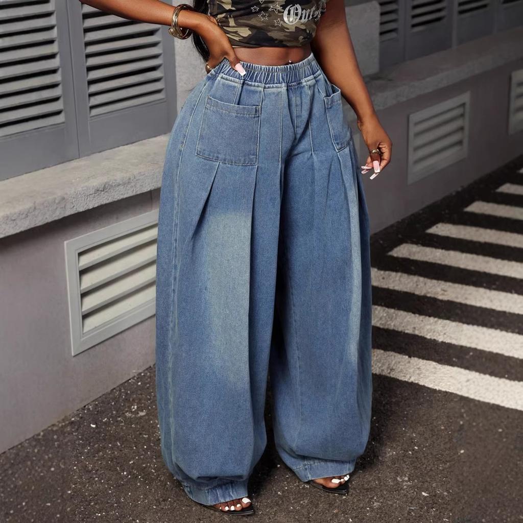 Women's High Waist Wide Leg Jeans with Pockets Multi Washes