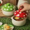 Red Mushroom Western Pasta Plate Ceramic Coffee Cup with Lid Fine Dessert Salad Bowl Kitchen Ceramic Stew Cup Mushroom Garnish