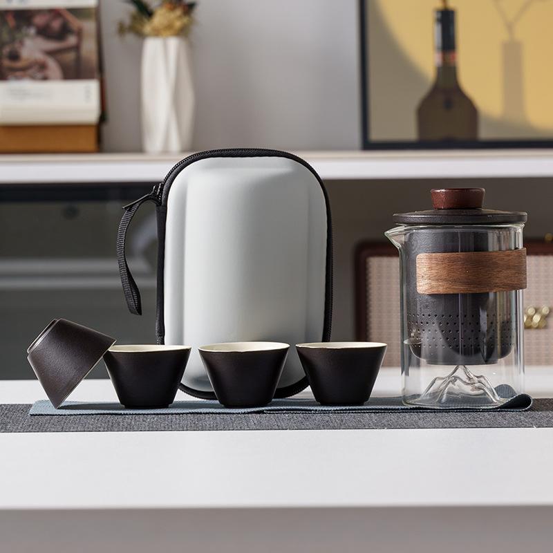 

Подарочный набор для деловых поездок Гуочао, чайный сервиз, один чайник и четыре чашки, портативный, праздничный памятный, подарок отцу на праздник середины осени, выпускной