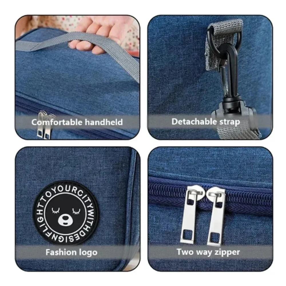 Portable Insulated Lunch Box Thermal Bag for Travel Camping Picnic Office Hot Cold Food Storage Container with Handle Strap