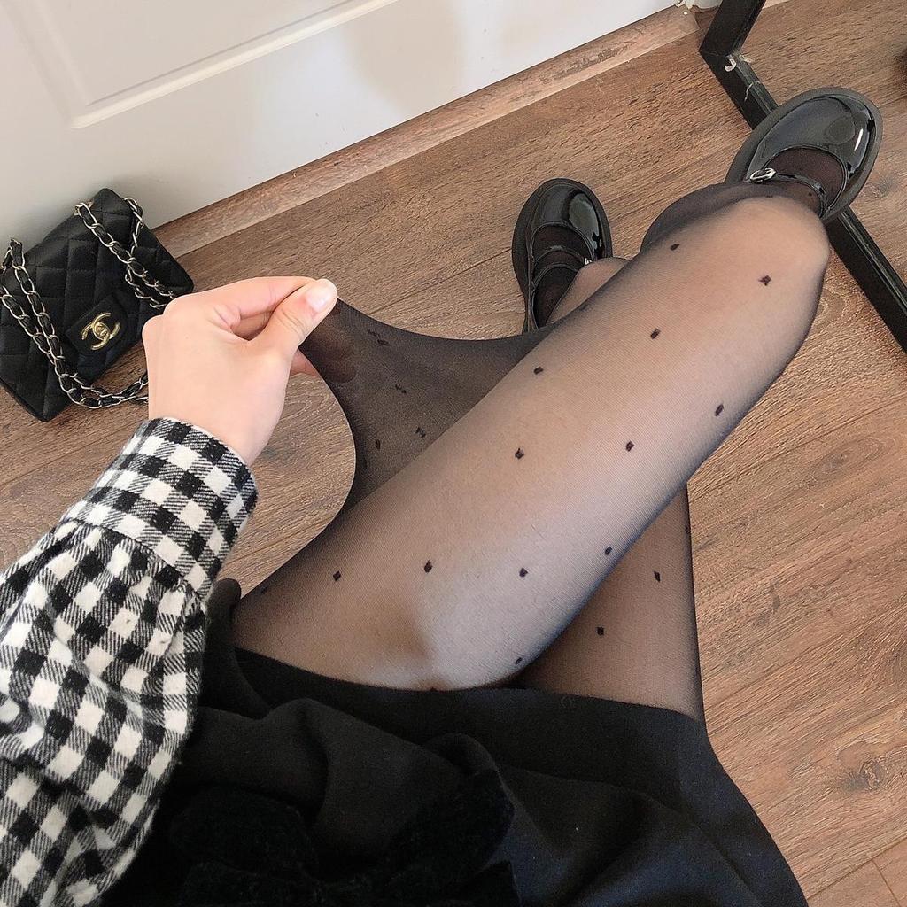 Ultra-Thin Black Polka Dot & Heart Pantyhose - Sexy Anti-Ladder Summer Stockings for Women