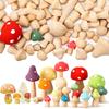 30/40Pcs Unfinished Wooden Mushroom Natural Wooden Mushroom Set Unpainted Wood Mushroom DIY Unfinished Art Graffiti Wooden Toys