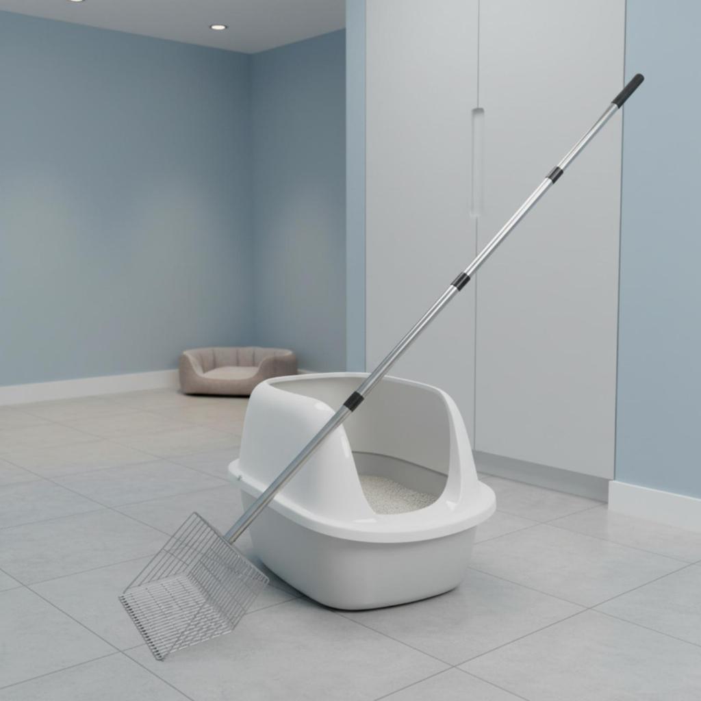 Chicken Manure Scooper with Long Handle Stainless Steel Wire-Mesh