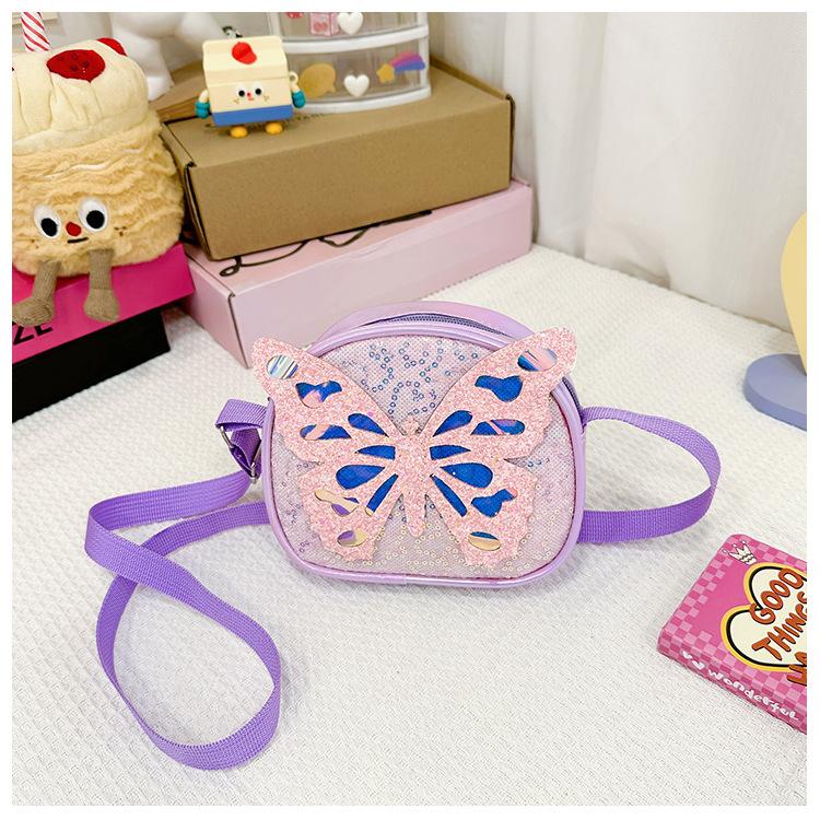 Decoration Sparkling Bow Solid Color Children Shoulder Bag For Use Daily