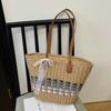 Large capacity vegetable basket bag women's summer new woven straw bag commuter seaside vacation beach bag