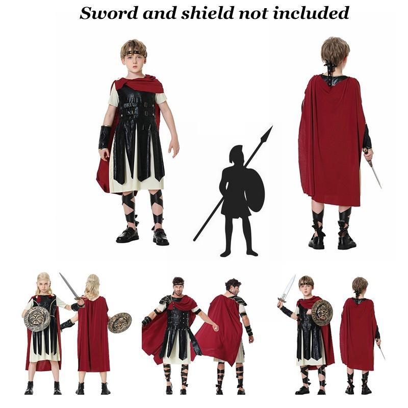 Festa de Fantasia de Halloween Roupa de Família Fantasia de Cavaleiro Soldado Adulto Masculino Cosplay Vestir-se, Personagens de Guerreiro Romano)