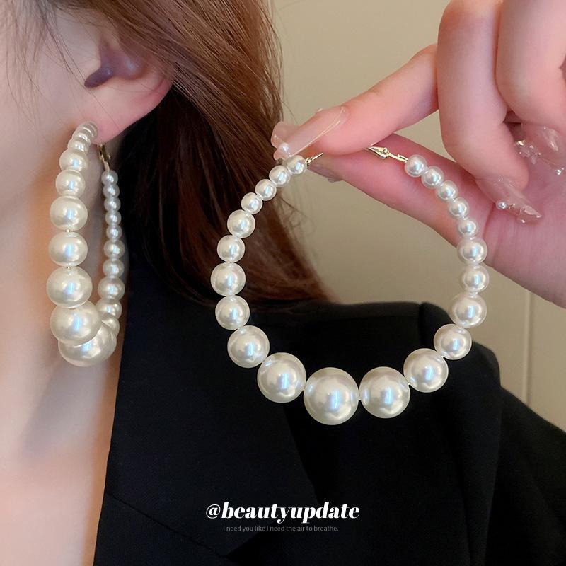 oversized pearl earrings French fashion temperament earrings retro exaggerated new earrings women