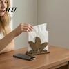 Elegant Coffee Corner Accessories Wood Napkin Holder, Leaf Shape Solid Dispenser, Decorative Organizer for Table Paper Towel Dining Room And