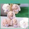 Adorable Long-eared Bunny Plush Toy Keychain Soft Pp Cotton Stuffed Rabbit In Pink
