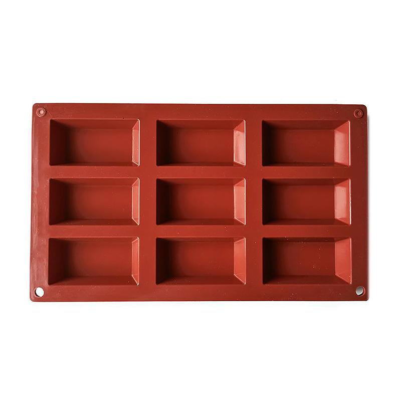 Molde de silicona para pasteles con 9 cavidades, forma de ladrillo, para galletas, chocolate, bandeja para hornear, repostería, postres y más.