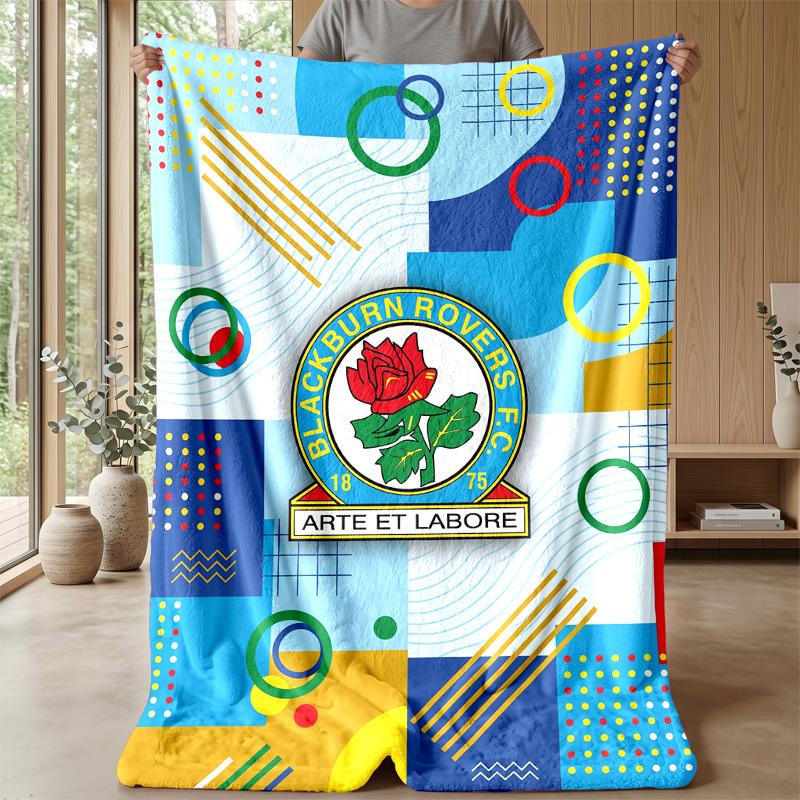 Blackburn Rovers Football Print Flannel Blanket, Soft Warm Lightweight Throw Blanket for Sofa Bed Camping