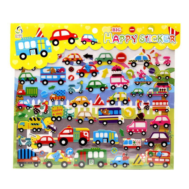 3D Bubble Sticker Car Truck Plane Traffic Waterproof Cartoon Anime Stickers For Girl Boy Kids Funny Educational Toys