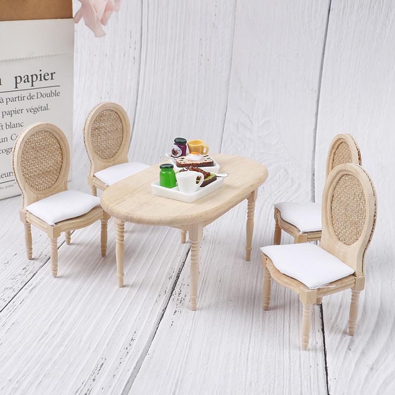 1:12 Puppenhaus Miniatur Esstisch Stuhl Set Puppenhaus Küchenmöbel Spielzeug