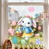 New Easter Flower Rabbit Sticker Self-Adhesive PVC Festival Party Sticker Removable Waterproof Wall Decal Wall Decoration