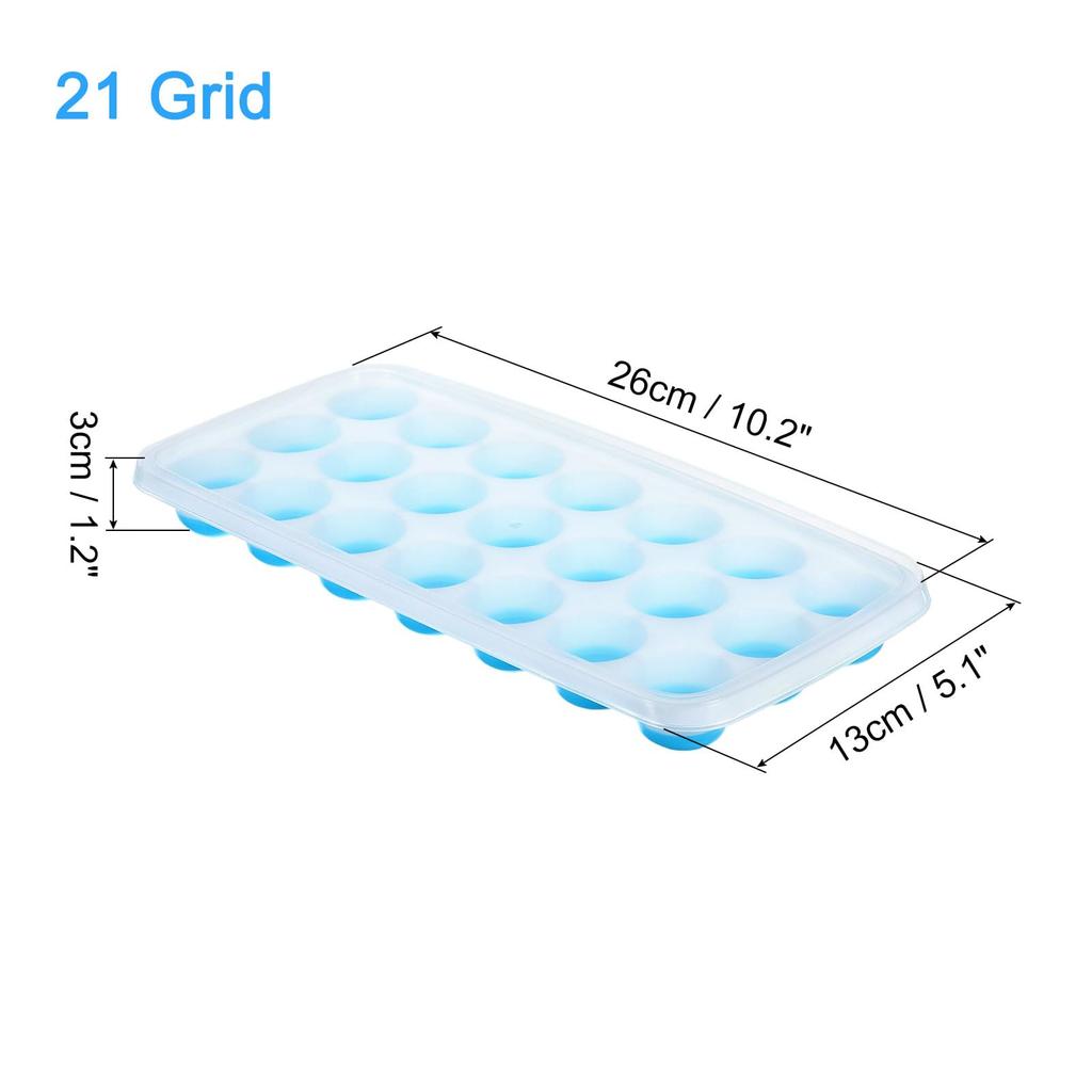 uxcell Set of 4 Ice Cube Trays with Removable Plastic Ice Cube Molds for Easy Stackable and Reusable for Blue Lids, Dispense, Mixology, Coffee, Fruit,