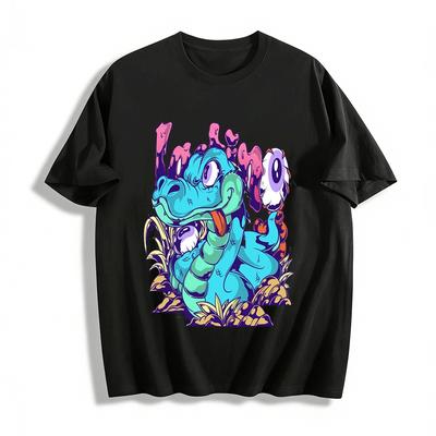 Weird Cartoon Snake Eyeball Print Trendy Casual Short Sleeve T-Shirt Pure Cotton T-shirt