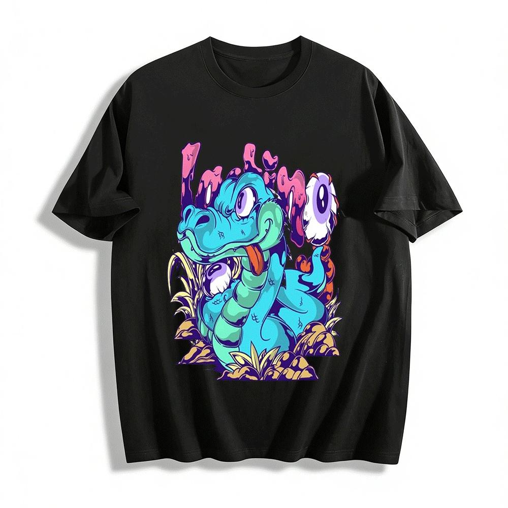 Weird Cartoon Snake Eyeball Print Trendy Casual Short Sleeve T-Shirt Pure cotton T-shirt XXS