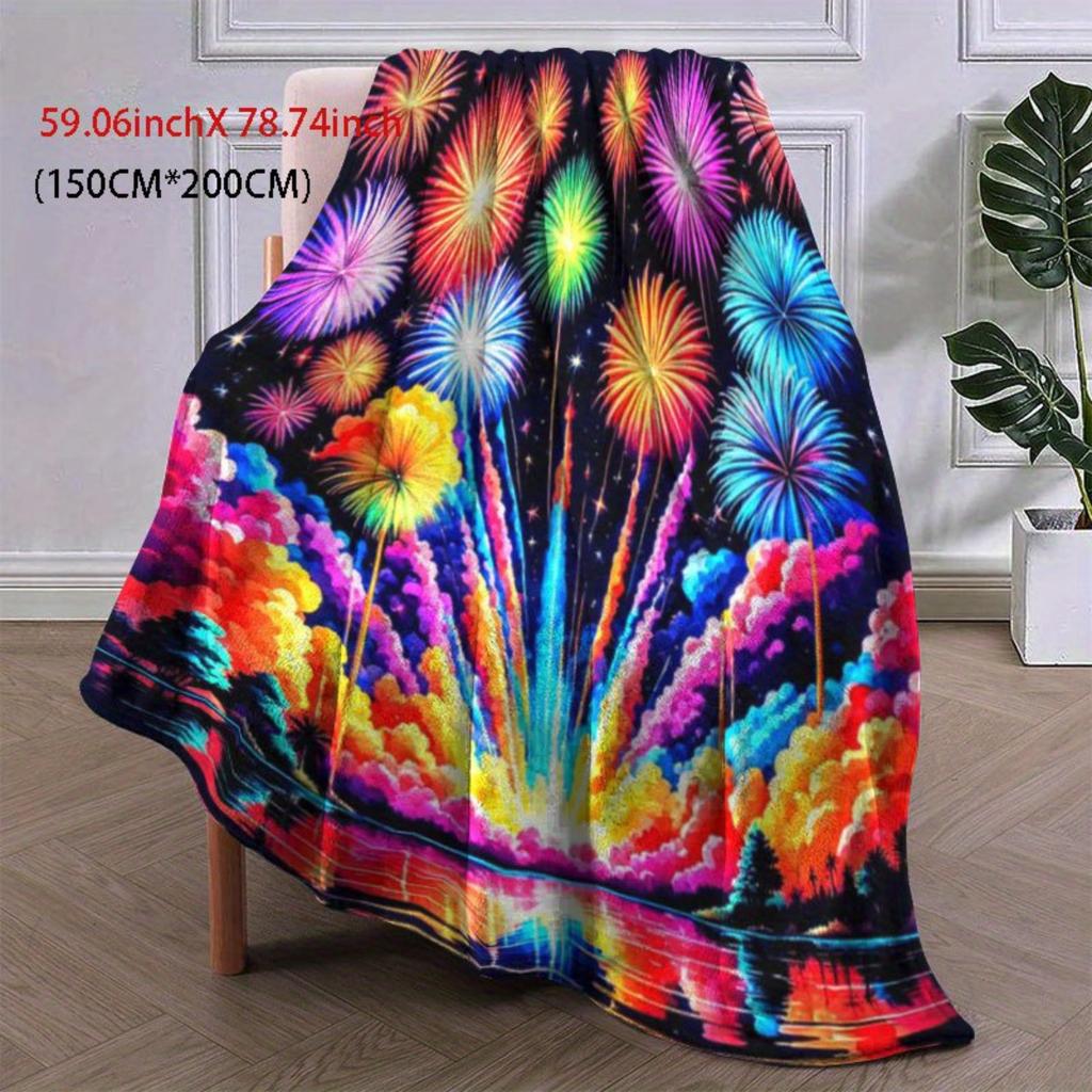 Sky Pattern Flannel Blanket - Soft and Warm, Suitable for Sofas, Beds, Chairs, Camping, and As a Holiday Gift for Family