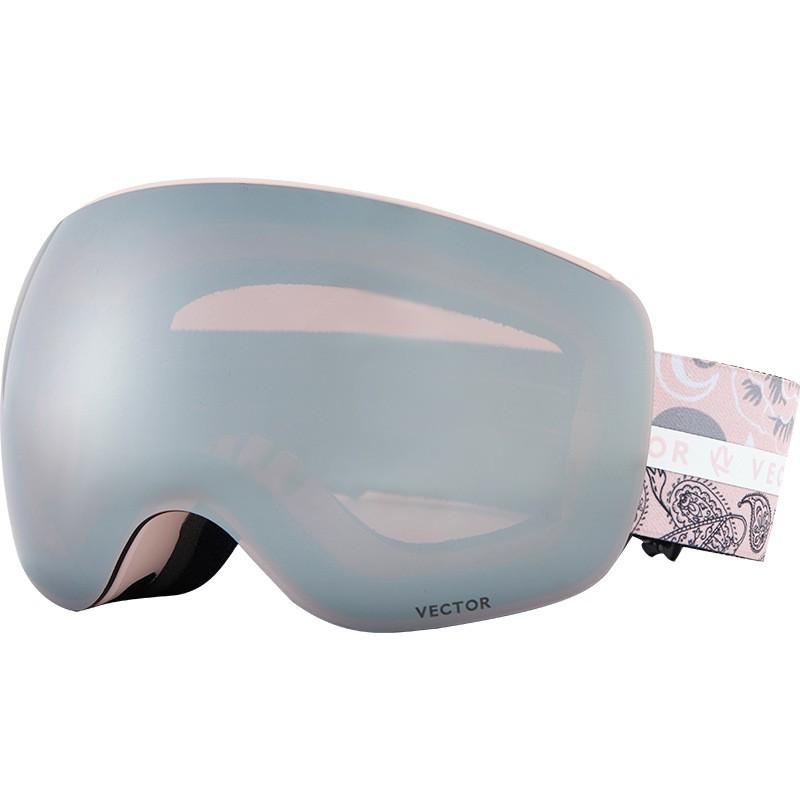 Ski Goggles With Double-Layer Anti-Fog Lens Interchangeable Lenses Prescription Insert Compatible Spherical Design Adults