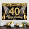 Happy 30th 40th 50th Birthday Backdrop Black Gold Birthday Party Decorations Adults 30 40 50 Years Old Birthday Party Supplies