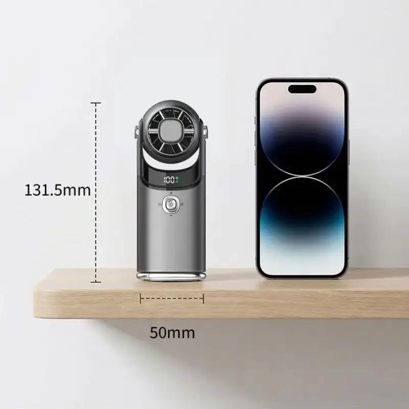 New USB Mini Fan Pocket Handheld Fan Neck Hanging & Desktop No-Leaf Fan for Travel & Office Desk Small Fan Work Comfort Cooling