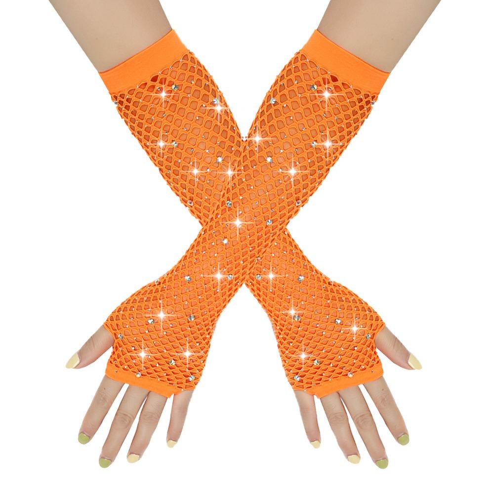 Sexy Fishnet Gloves Rhinestone Wedding Bridal Gloves Hot Sale Arm Sleeve  Unisex