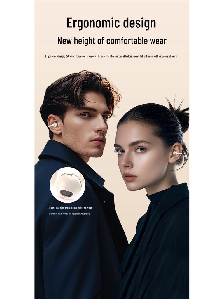 Huaqiangbei 2025 True Wireless Ear Clip Bluetooth Headphones - Ultra-Long Battery Life, Pain-Free Design.