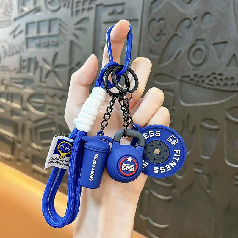 Fitness keychain Sports exquisite keychain bag pendant Men's and women's backpack pendant ins wind fitness dumbbell pendant