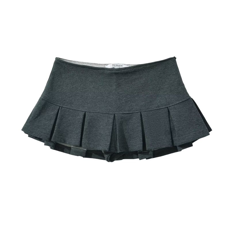 

Fashion Kaslead Basic Model Elegant Pleated Skirt Dark gray XS