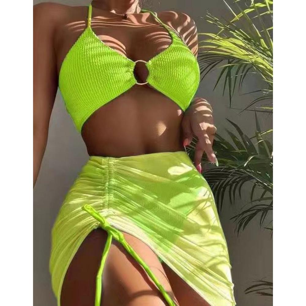 Swimsuit Sexy Short Skirt Neck Three-piece Split Swimsuit