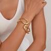 Interlocking Ring Open Bangle - European & American Light Luxury Design for Women