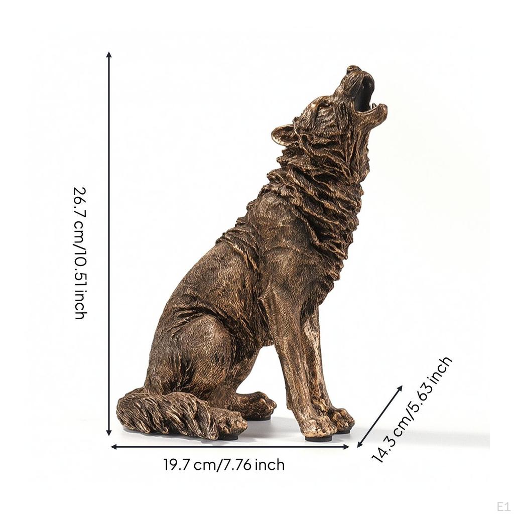 Statua Canina Vocalizzante Statuetta di Lupo in Resina Decorazione Testurizzata per Amanti della Natura, Collezionisti,