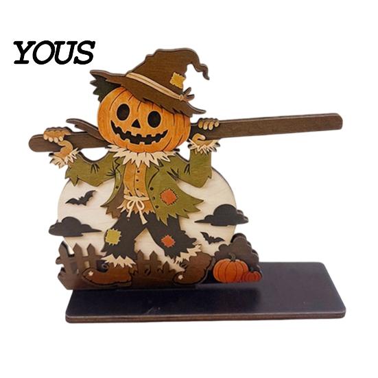 Solid Wood Roll Storage Halloween Paper Towel Holder, Wooden Skeleton/Ghost/Cat/Pumpkin/Witch Stand, Funny Party Supplies Gothic Organizer for Kitchen